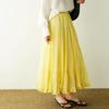 DIMANAF 2026 Summer Women New Skirts Solid Elastic Waist Pleated Mesh Elegant Skirts Yellow