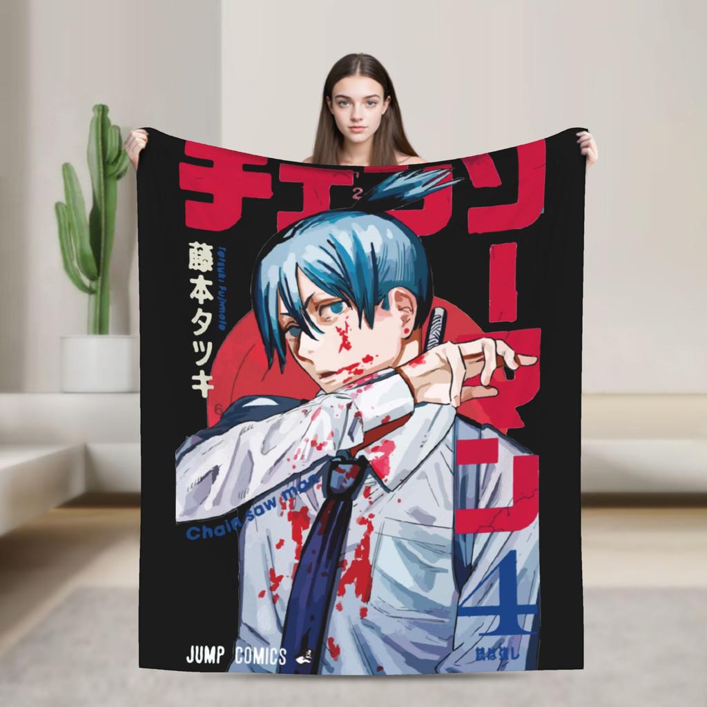Aki Hayakawa Chainsaw Man Blanket Fleece Winter Multifunction Lightweight Thin Throw Blankets for Bed Travel Quilt
