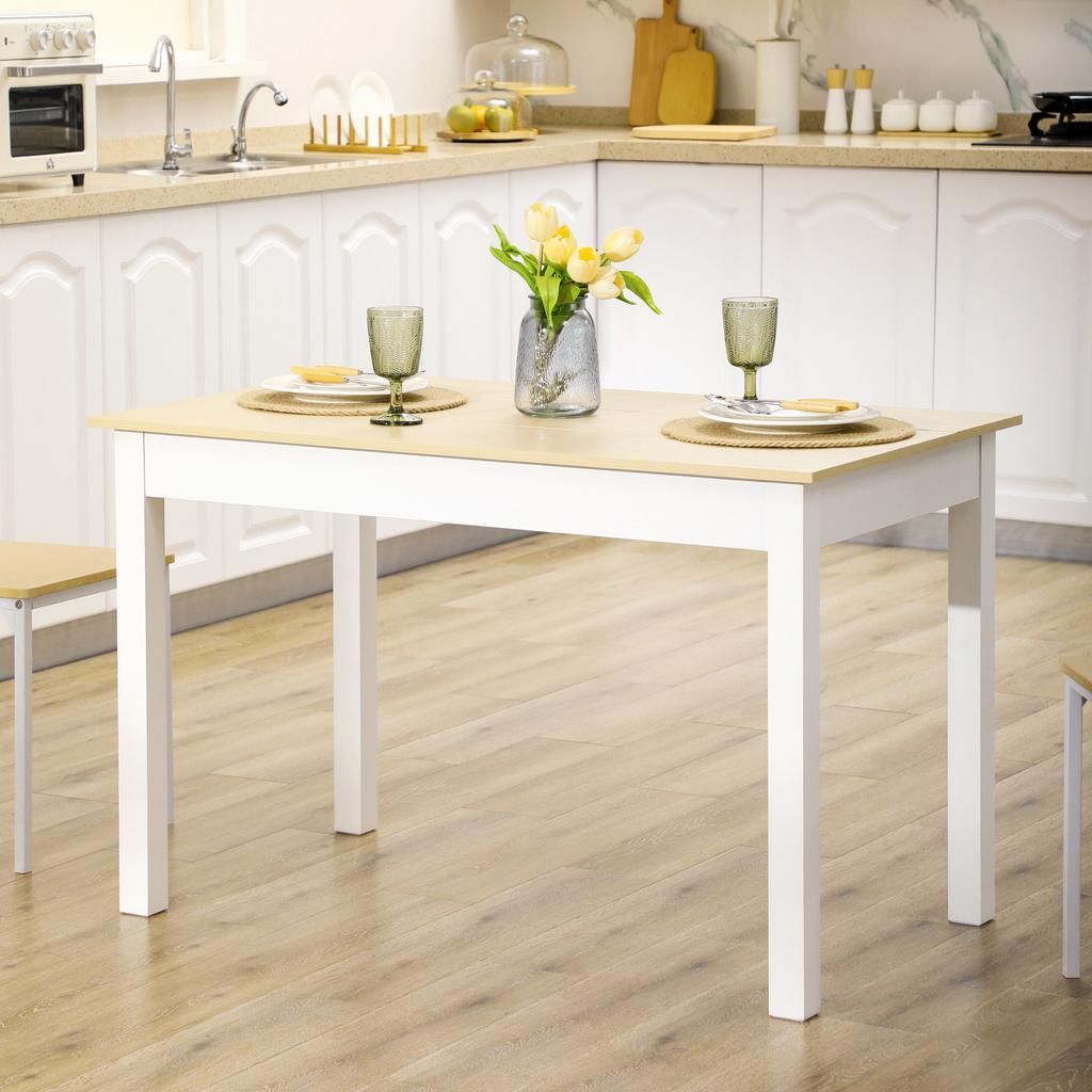 Modern Design Two-Tone Dining Room Table with Large Top 4-6 People In Wood Dim. 119L X 70W X 75H Cm