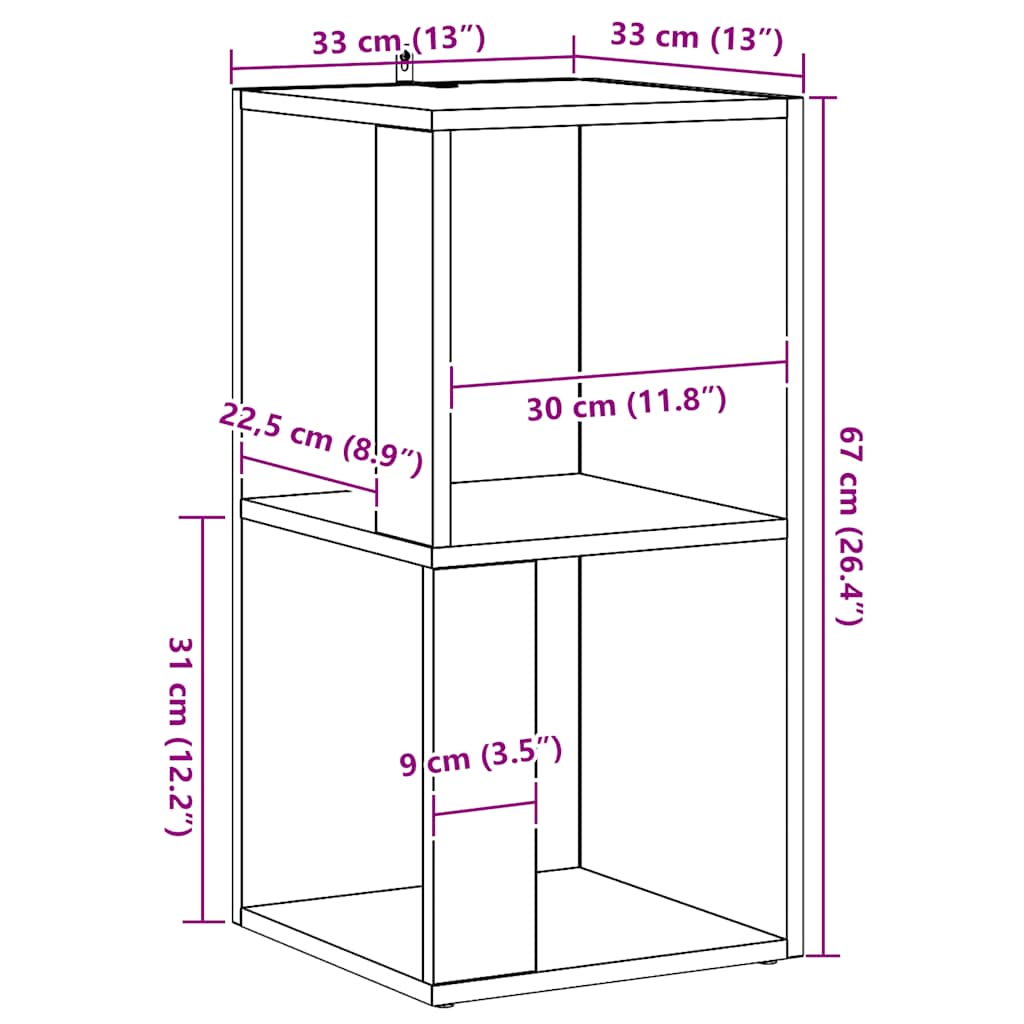 Corner Shelf Artisan Oak 33 X 33 X 67 Cm Particleboard