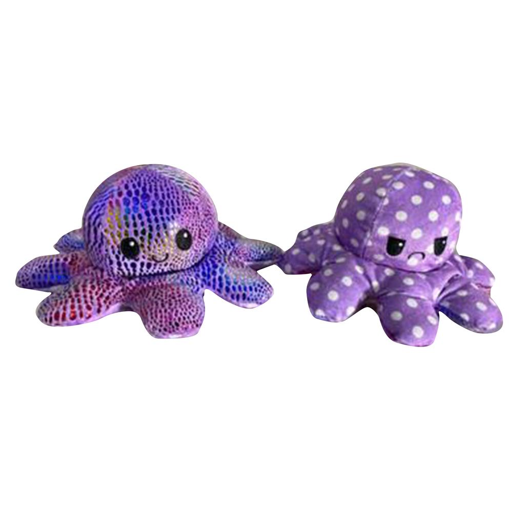 Cute Octopus Plush Toys Double-sided Flip Octopus Soft Reversible Stuffed Mood Octopus Gifts for Kids Family Friends