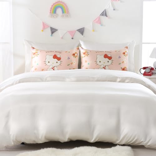 Utukky Silk Pillowcase, Sanrio Characters Hello Kitty, 43x63cm, 100% Silk, Envelope-Style Pillowcase, Smooth, Glossy, Washable, Suitable for All Seaso