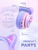 iClever Kids' Bluetooth Headphones, Cat Ear LED Light-Up Wireless Kids Headphones with Volume Limiting (7485 dBA), 45 Hours of Playtime, and Mic for