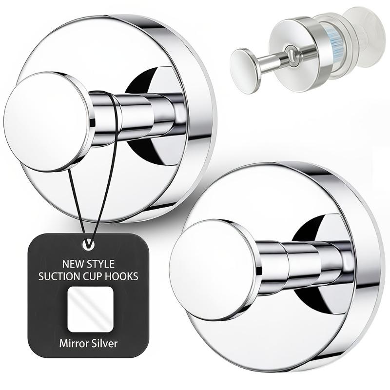 2PCS Powerful Suction Cup Stainless Steel 304 Hook for Bathrooms and Kitchens, Vacuum Technology for Wall Hooks, 14.99 Lbs