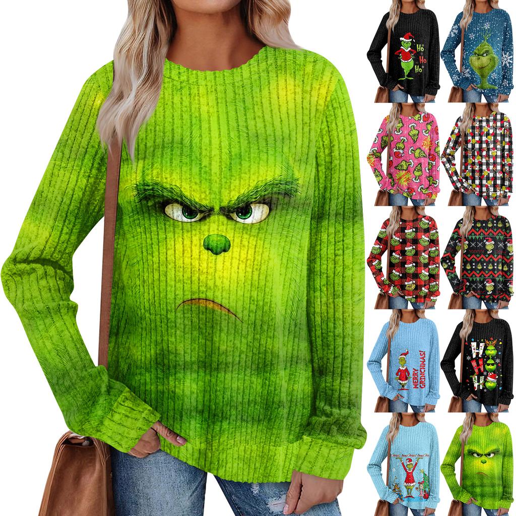 Women's Printed Lightweight Brushed-Cotton Round Neck Top
