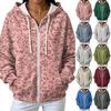 Dames Casual Losse Pasvorm Bedrukt -Gevoerd Met Capuchon Rits Cardigan