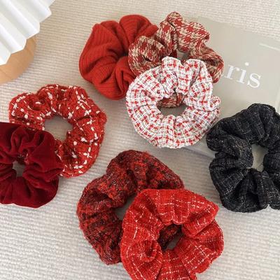 Red Hair Scrunchies for Women Girls Hair Rope Ties Elastic Headbands Christmas Hair Accessories Ponytail Holder Rubber Bands 1pc