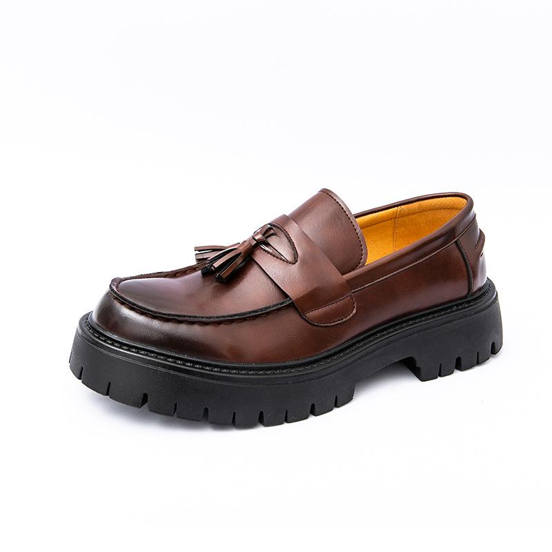 Men s Trendy Thick-Soled Height-Increasing Leather Loafers 41