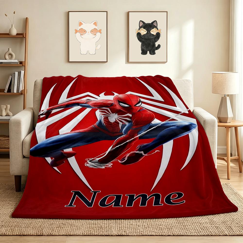 Custom Name Spider-Man Suit Flannel Blanket Throw Blanket Soft Warm Sofa Bed Decor Unique Gift