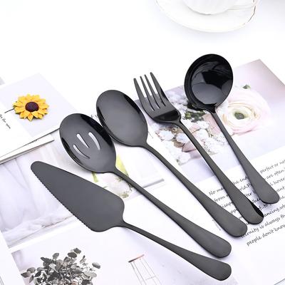 5 pezzi posate nere utensili da portata set di stoviglie buffet ristorazione posate che servono colino cucchiai forchetta set di posate