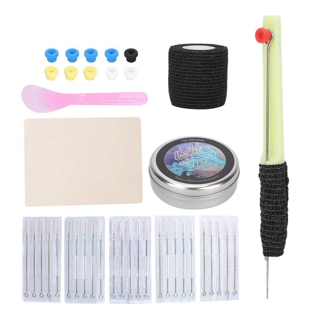 Professional Tattoo Pen Kit Tattoo Marker Needles Repairing Cream Bandage Set 15g