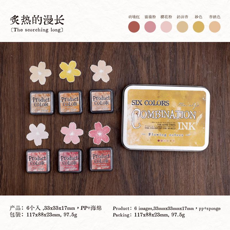 Journal GO 6pcs Colorfull Multicolor Ink Pad for Planner Stamps Art Scrapbooking Student Ink Stamp Inkpad School Accessories