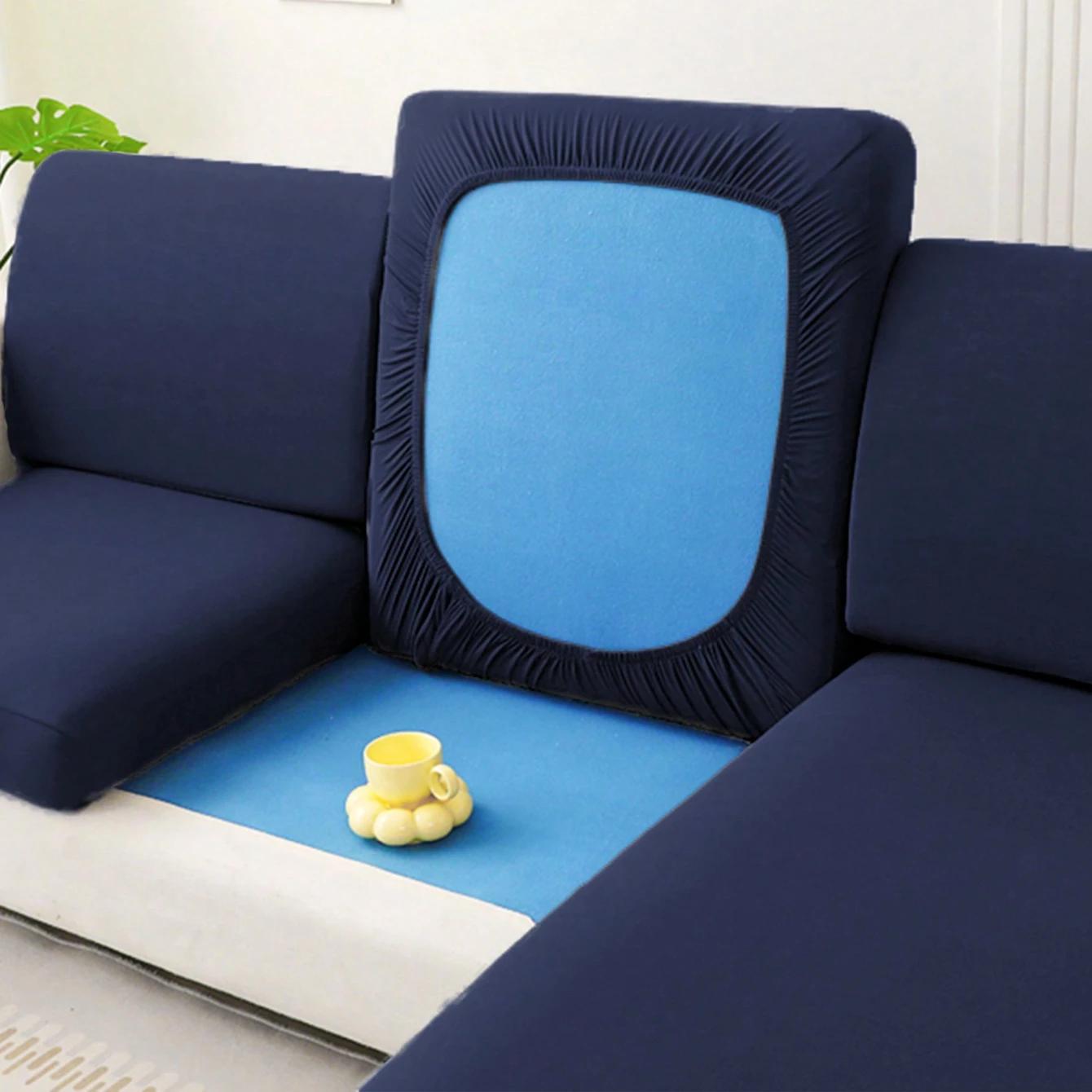 

1Pc Solid Milk Silk Elastic Sofa Cover, Four Seasons Universal Sofa Slipcover Plus M тёмно-синий