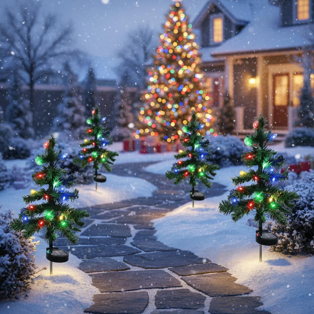 Solar Christmas Trees Lights IP44 Waterproof Lighting Modes Outdoor Christmas Tree for Yard Families Outdoor Decor