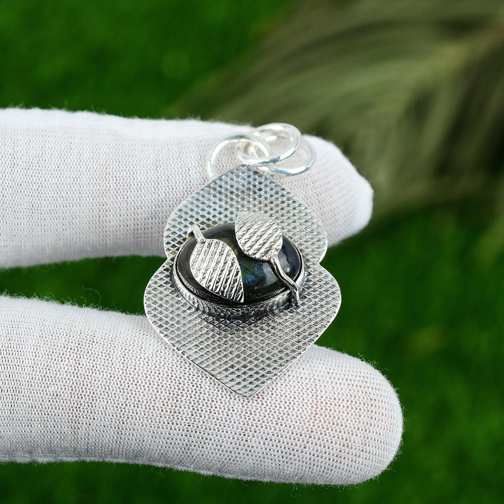 Wedding Gift For Her 925 Sterling Silver Natural Labradorite Gemstone Pendant