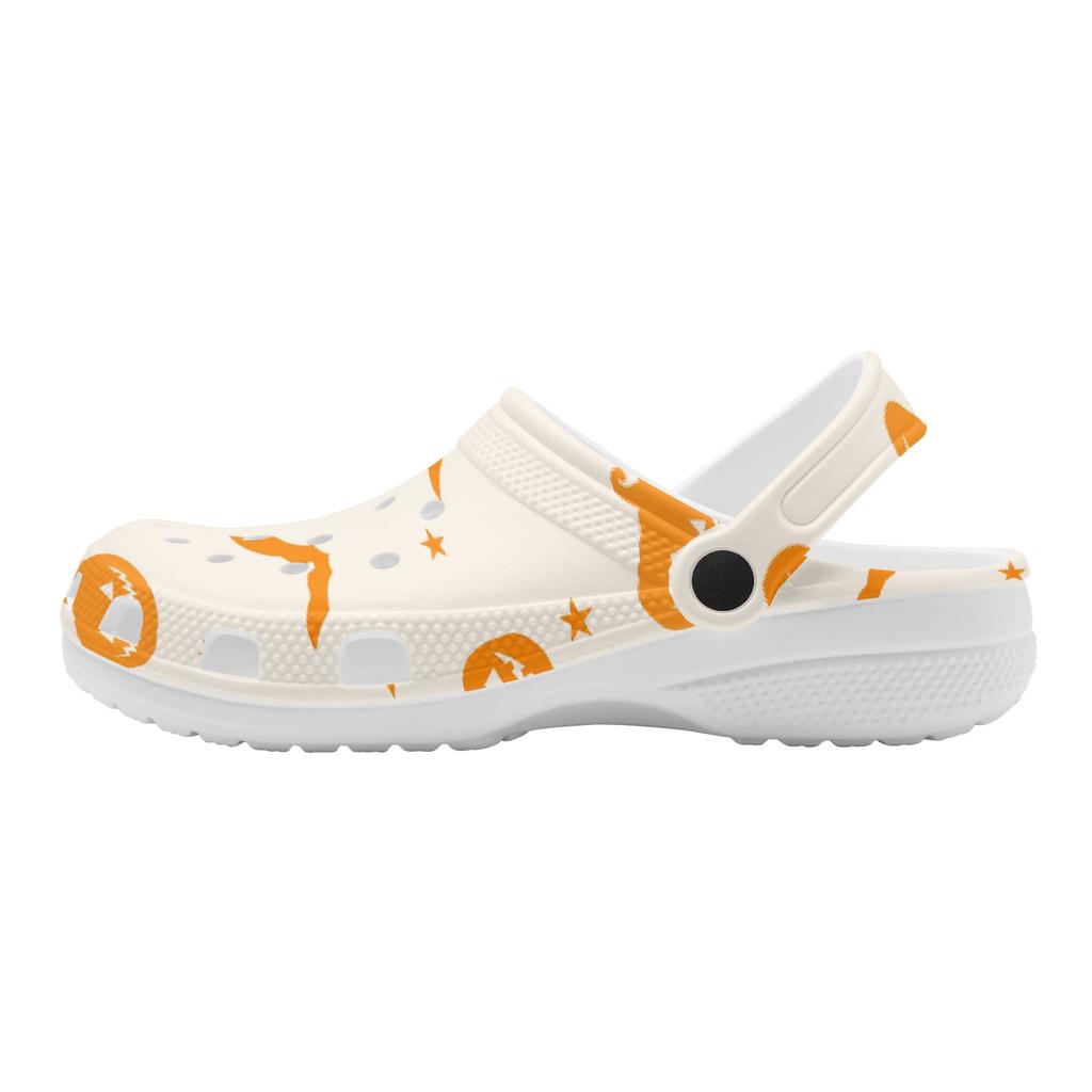 Printed White EVA Garden Shoes Unisex Lightweight Breathable Slip On Clogs Beach Pool Bathroom Home Summer Beach Sandals