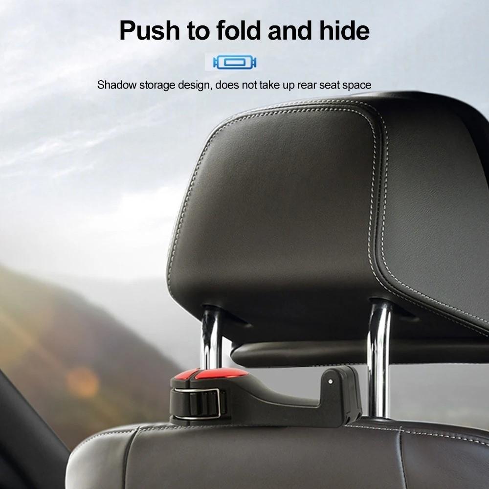 Universal 2 In 1 Car Hook Lock Buckle Hidden Car Mount Stand Hanging Storage Adjustable Headrest Hook For Rear Seat