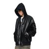 Dragon Scale Leather Jacket Men's New Fashion Brand Autumn New Korean Fashion Casual Fake Two-piece Combination of Hooded Jacket