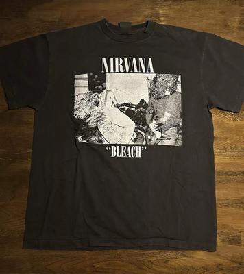 SELTEN!Nirvana Bleach Tag Schwarzes T-Shirt Größe S-5XL Baumwolle Herren Kurzarm HEISS NEU Unisex T-Shirt