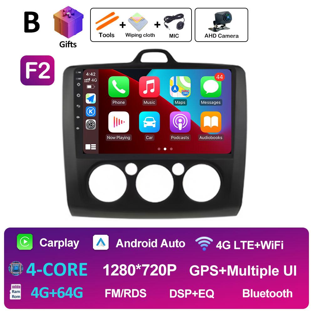 Android Auto Wireless Carplay For Ford Focus 2 3 Mk2 Mk3 2004 2005 2006 2007 2008 - 2011 Car Video Player 2.5D Touch Screen WIFI