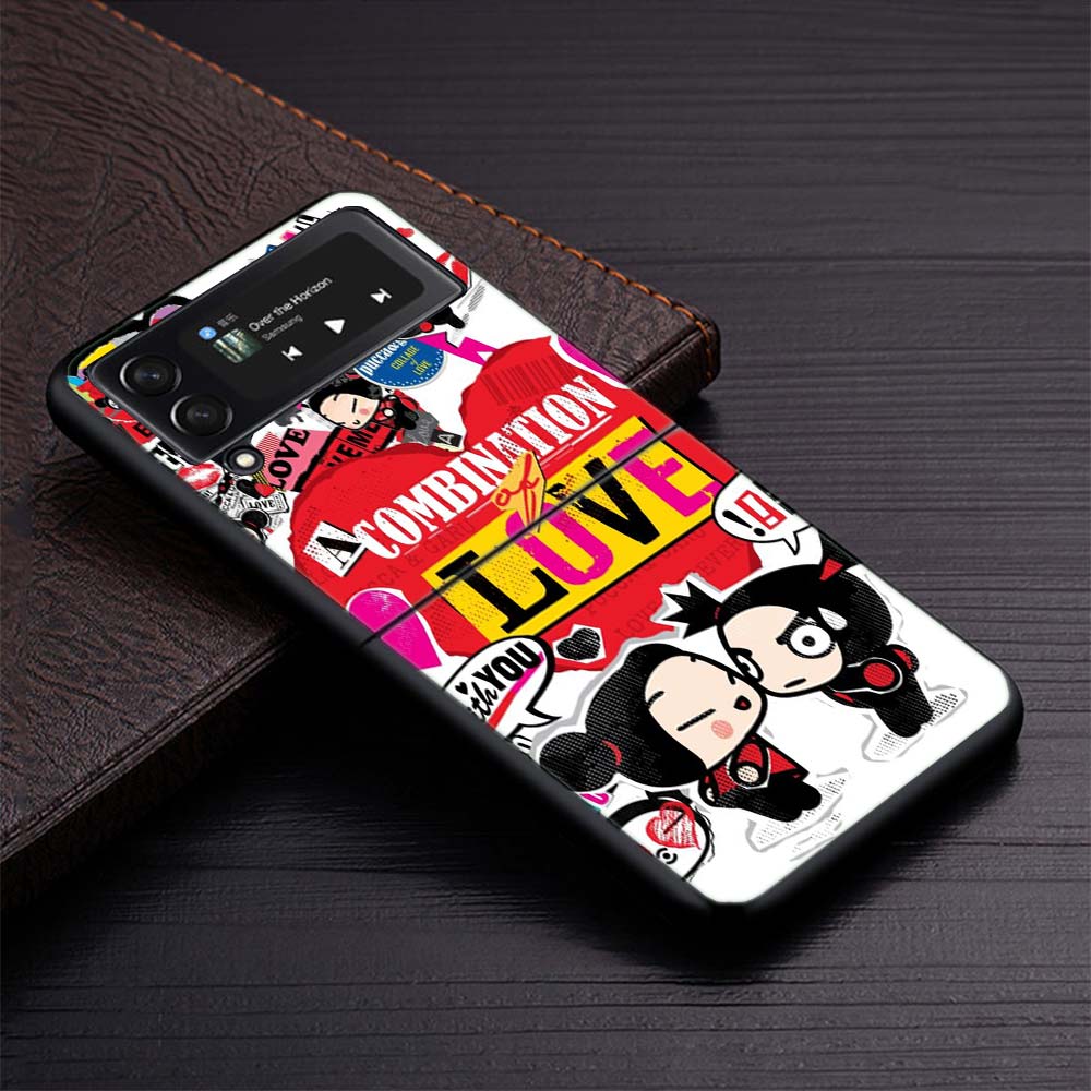 Cute Cartoon Pucca Garu Zflip4 Zflip5 Phone Case For Samsung Z Flip3 Flip4 Flip5 5G zFlip 4 5 Cover Cellphone Shell Caso Fundas