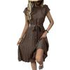 Women's Casual  Loose Print Pleated Waistband Dress Print Pleated Waistband Dress