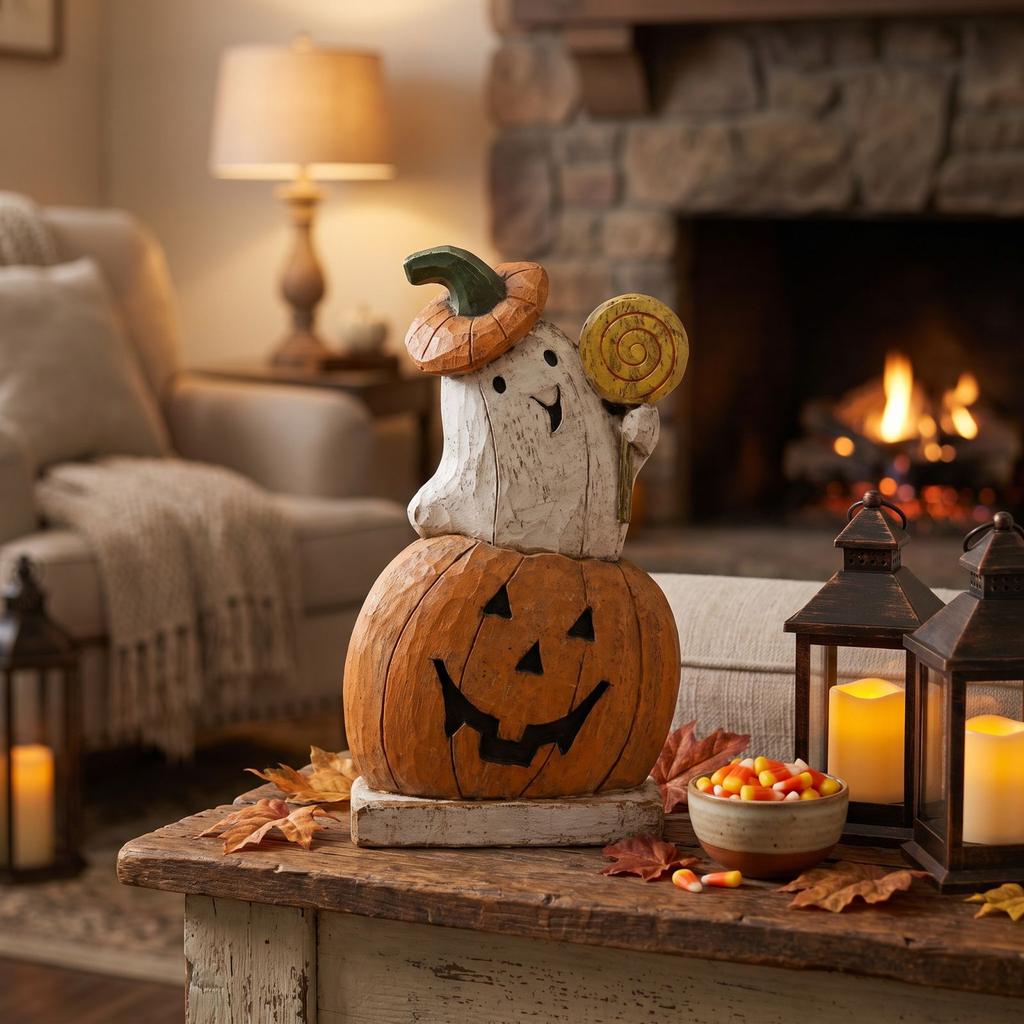 Halloween Pumpkin Figurine for Home Party Tabletop Decor