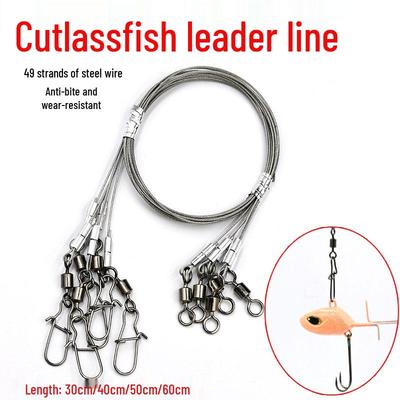 Tianya Hairtail Trolling Leader: 8-Shaped Anti-Bite Steel Wire with Rubber Coating, 4-Pack
