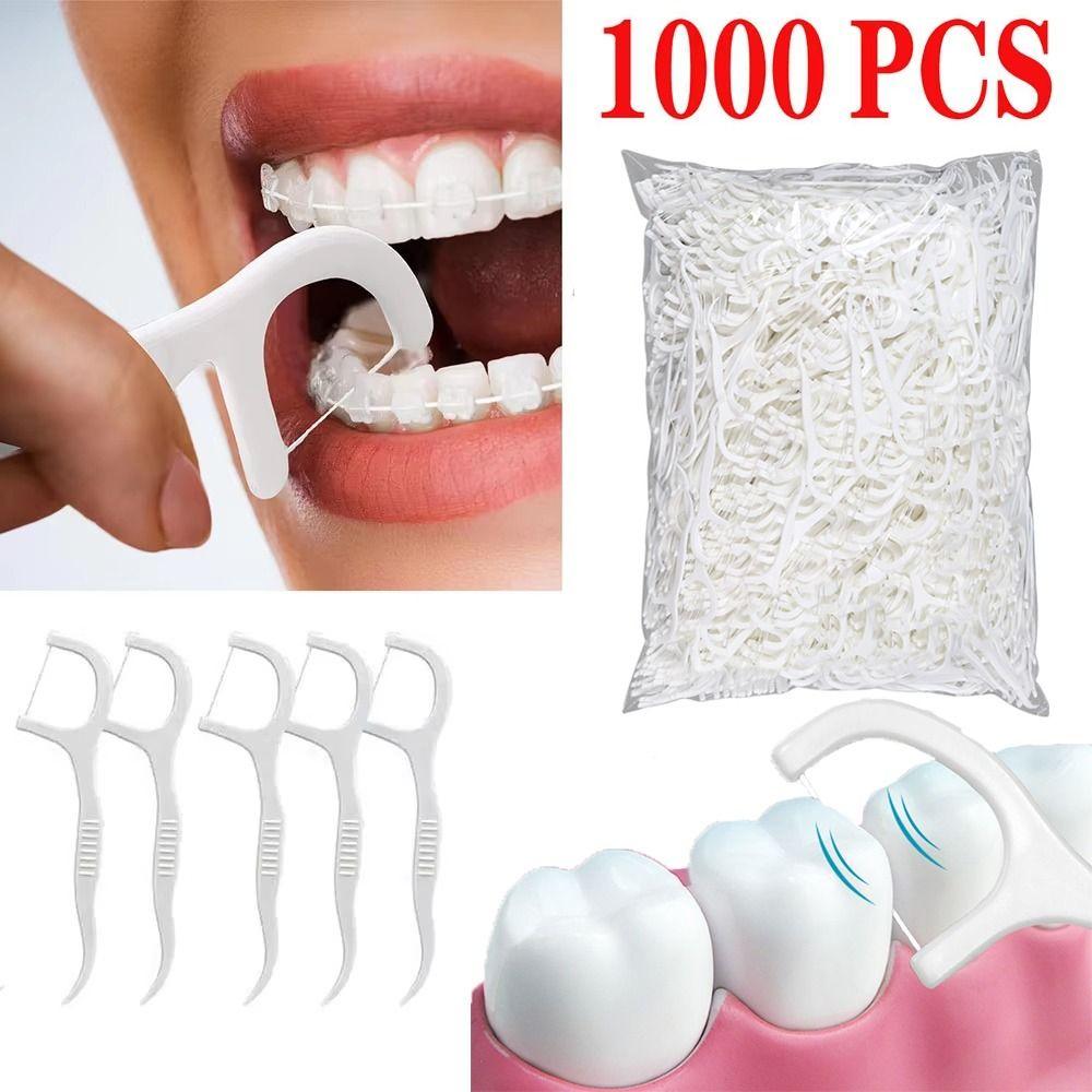 1000Pcs Tooth Cleaning Disposable Dental Floss Oral Hygiene Care Dental Floss Stick Teeth Cleaning