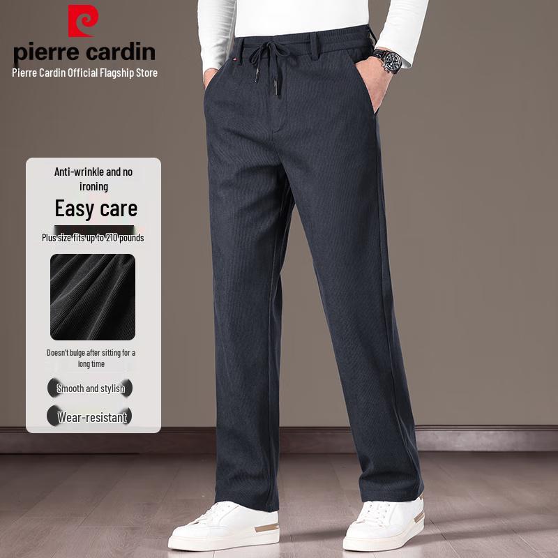 Męskie spodnie sztruksowe Pierre Cardin o luźnym, prostym kroju, casualowe