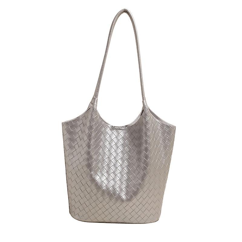 New leather women's bag trendy fashion woven pattern cowhide casual vegetable basket bucket bag portable bag