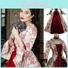 Elegant Long Sleeve Printed Evening Dress With Flared Sleeves For Sophisticated Style