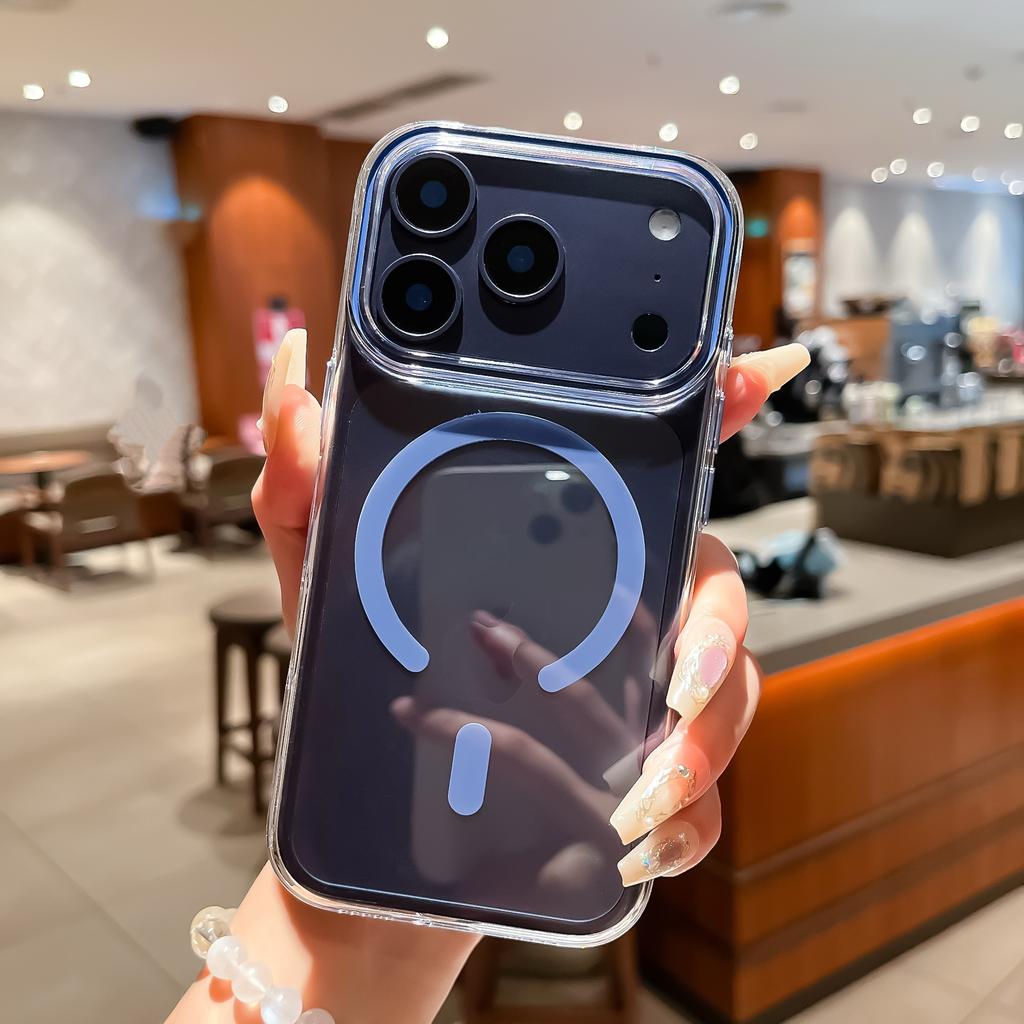 Applicable to iPhone17PROMAX mobile phone case, high transparent question mark magnetic attraction does not yellow, Apple 16/15 hard and anti-drop.