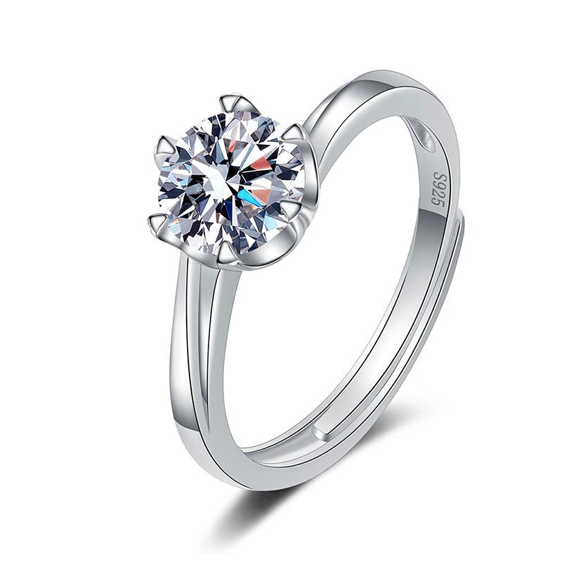 Tancise Klasik 925 Ayar Gümüş Mozanit Yüzük Bayanlar Takı Düğün Promise Parti Hediye