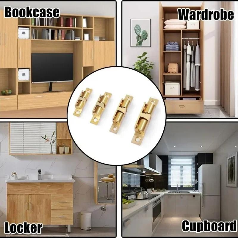 Furniture Door Ball Latch Brass Double Roller Spring Ball Catch Latches Cabinet Closet Door Adjustable Tension Latch