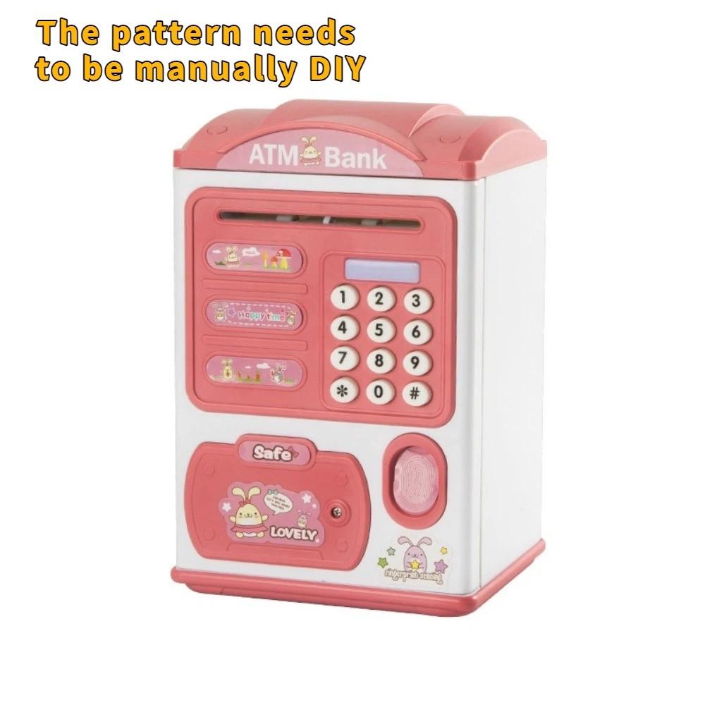 Cartoon Fingerprint Piggy Bank Password Lock Coin Deposit Box Mini ATM Machine Cash Safe  Student