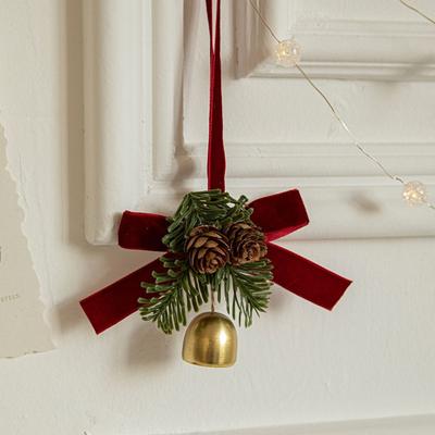 Pingente de Natal Árvore de Natal Enfeite Pendurado Decoração de Natal Laço de Veludo de Natal Pinha Sino Tecido Decoração Suprimentos