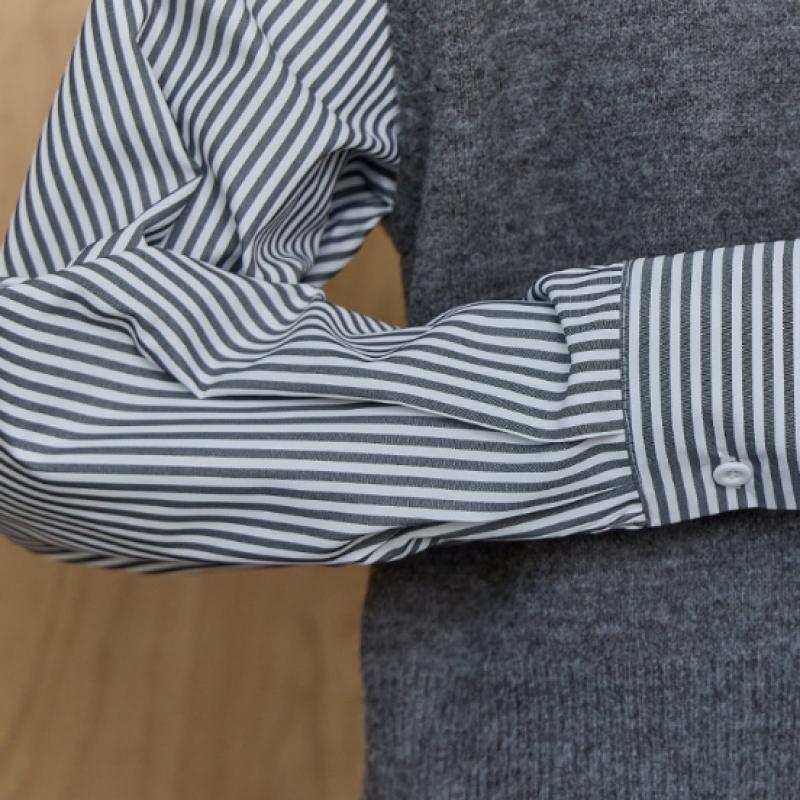 Maxza Stripe Shirt Layered High Neck Knit