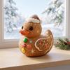 Kersthuisje Ornamentenset Kerst Eend Beeldje, Hars Beeldhouwwerk voor Decoratie, Leuke Micro Landschap Accessoires Desktop Ornamenten met Feestelijke Elementen