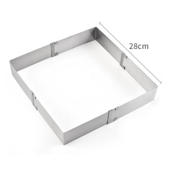 Anillo de Mousse Cuadrado 3D Grande de Acero Inoxidable Molde Ajustable para Hornear Pasteles Galletas