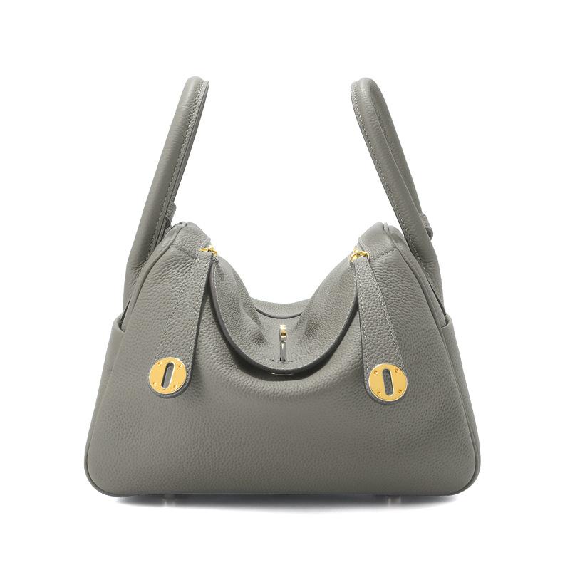 Women Lindy Style Handbag, Retro Rotating Lock Crossbody Shoulder Bag, Multi Pocket Portable Top Handle Purse, Casual Daily Work Travel Leather Bag