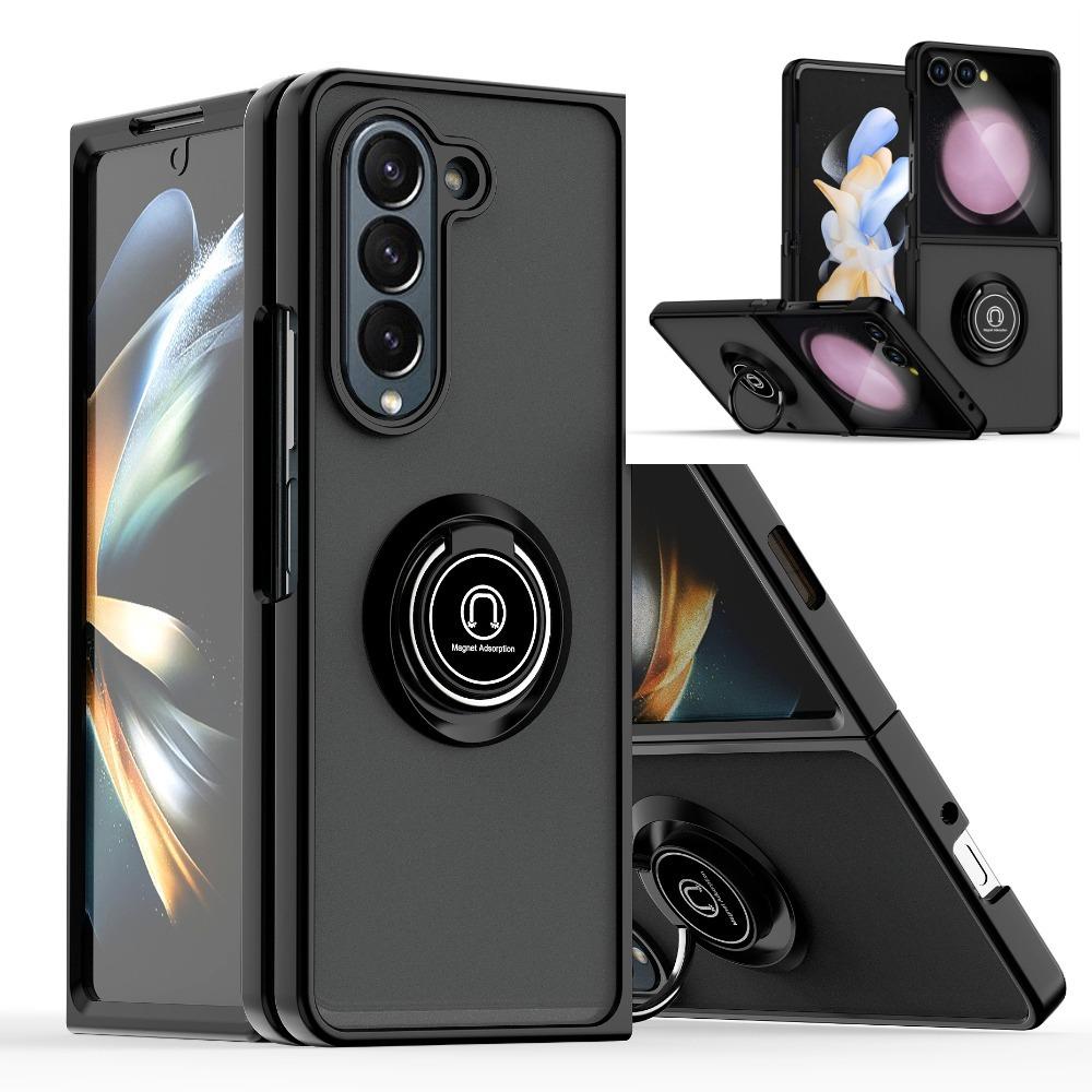 Matte Shockproof Car Ring Holder Phone Case For Samsung Galaxy Z Fold 7 6 5 4 3 Z Flip 7 6 5 4 3 Armor Hard Cover