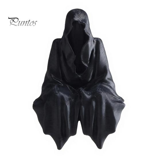 Gothic Home Decor 3D Printed Tabletop Figurine, Grim Reaper Sitting Statue, Halloween Table Ornaments Spooky Sculpture for Garden or Bookshelf,