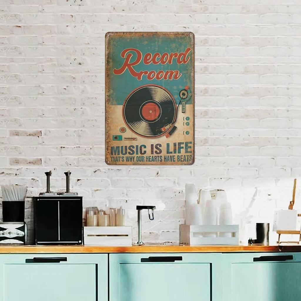 Music Poster Vintage Poster Record Music Canvas Art Poster and Wall Art Picture Print Funny Metal Sign Poster Wall Art for Kitchen Garden Bathroom
