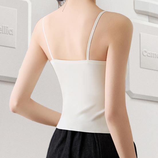Dámská tílka s vestavěnou podprsenkou Polstrovaná Bez rukávů Na tenká ramínka Camisole topy Dvojitě podšité Letní Na večer Základní Cami trička