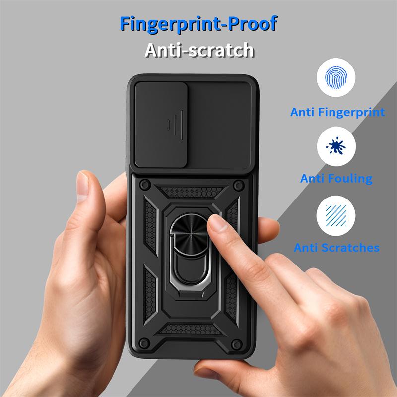 For Motorola G06 4G Case Metal Ring Magnetic Holder Armor Phone Cases for Moto G06 G 06 Slide Lens Shockproof Silicone PC Cover
