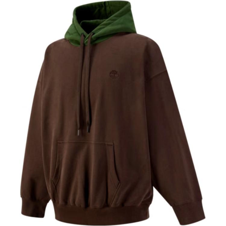 Timberland Brown and Green Color-Blocked Hooded Sweatshirt A65ZQ-243 L