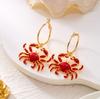 Vacation Style Funny Crab Shaped Dangle Earrings for Women Bohemia Red Lobster Pendant Earring Girls Summer Beach Party Jewelry