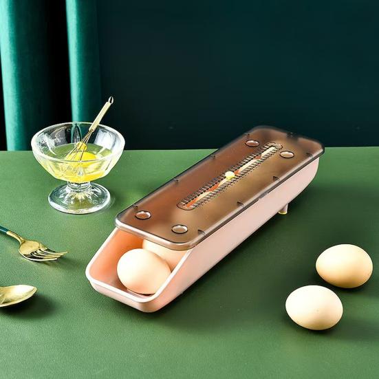 Kjøleskap Eggoppbevaringsboks Stor Kapasitet Sklisikker Stabelbar Design Lett å Rengjøre Automatisk Skyve Eggbrett Dispenser