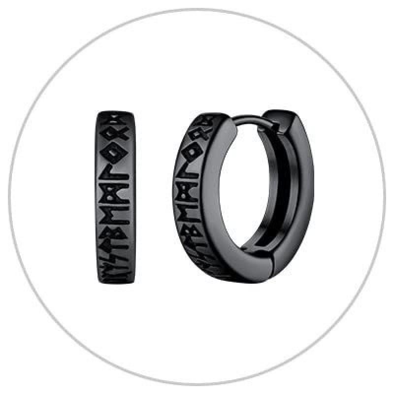 Viking Runeword Hoop Earrings Stainless Steel Ear Buckles Ornaments Jewelry